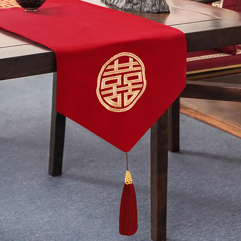 桌旗结婚茶几桌布婚礼中式红色喜字餐桌布婚庆流苏刺绣电视柜盖巾,淘宝优惠券,粉丝福利购,淘宝优惠卷