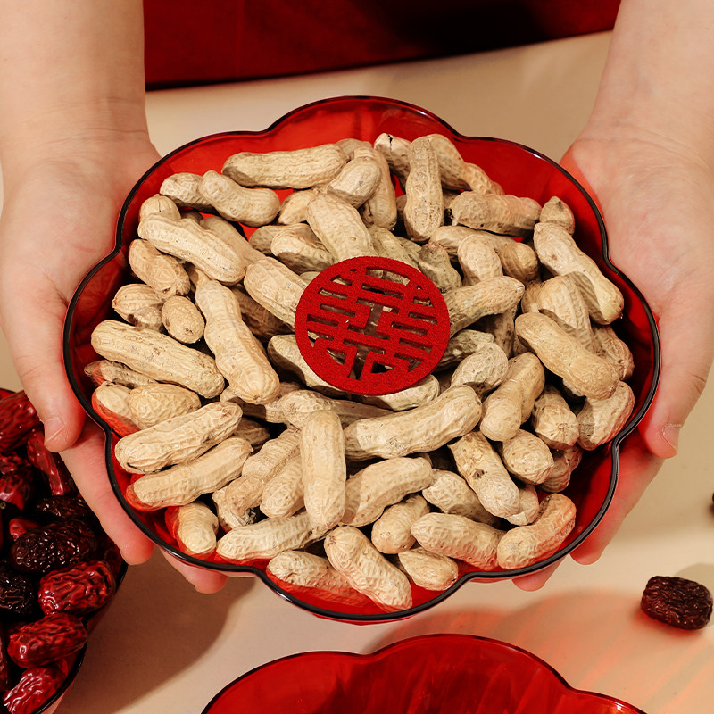 结婚果盘客厅专用红色喜糖盘婚礼茶几喜盘子订婚网红干果盘摆件