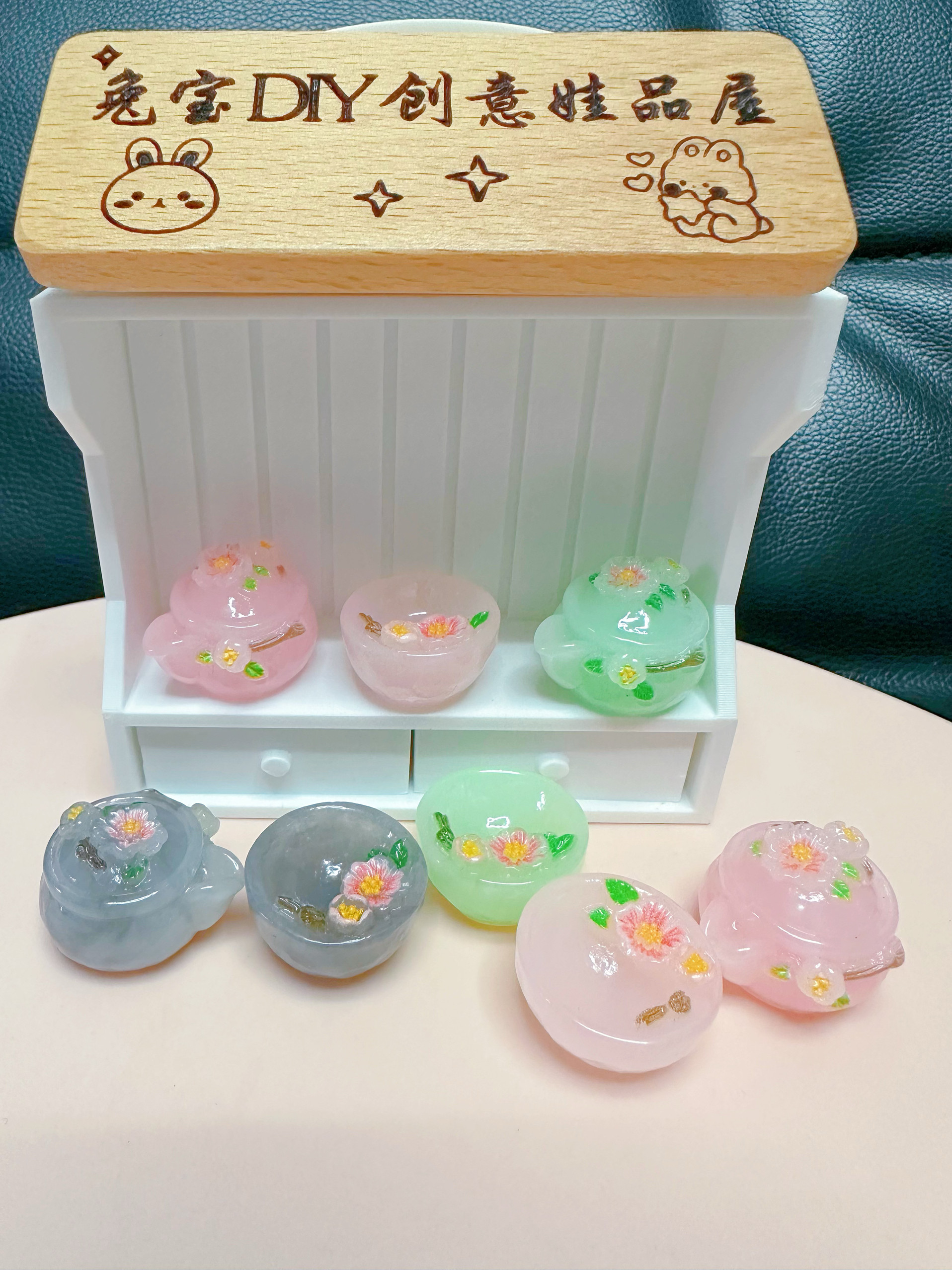 DIY定制立体微缩仿玉古风桃花壶杯套奶油胶摆台挂件发饰手链冰贴,淘宝优惠券,粉丝福利购,淘宝优惠卷
