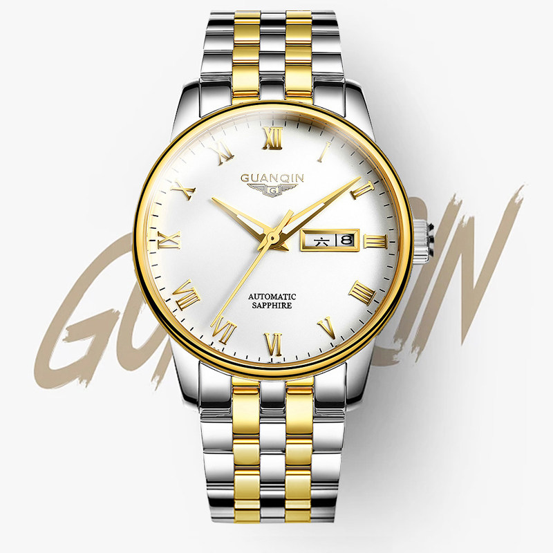 冠琴正品男士全自动防水钢带机械表 冠琴蓝祥国产腕表