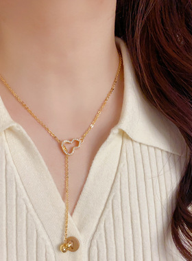 新中式国风锆石镂空葫芦流苏项链