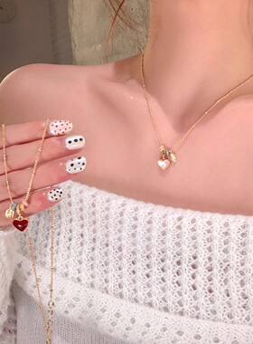 韩系精致双面滴油爱心项链