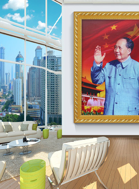 招手毛泽东像挥手毛主席全身头画