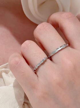 s999纯银诺言情侣对戒男女款轻奢可调节银戒指小众生日情人节礼物