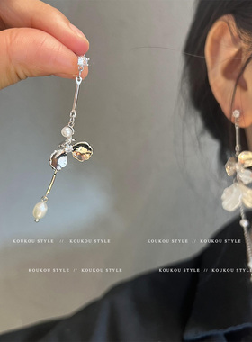 新中式清冷栀子花金属耳环女