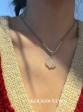 新中式禅意项链莲花锁骨链