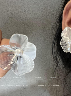 ins风花朵耳环耳饰女金属