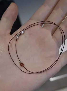 小红书同款相思豆超细项链女夏季红玛瑙平安扣编绳锁骨链送项链