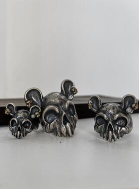 不同银匠925纯银复古黑暗骷髅