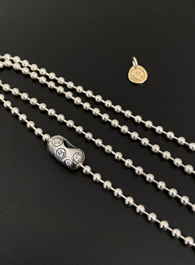 笑脸925纯银圆珠链毛衣链女