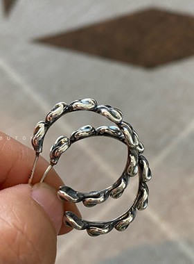 韩系复古925纯银麦穗耳环