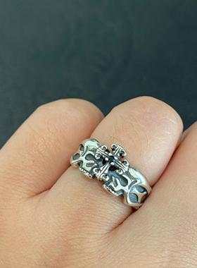 s925银夸张设计复古气质开口戒指