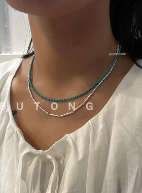 925纯银绿松石项链简约气质