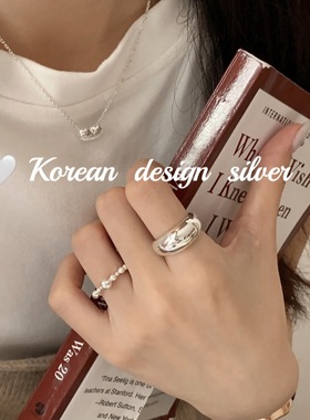 韩国925纯银泥鳅背开口女戒