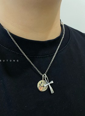 银币手工制作笑脸925纯银项链