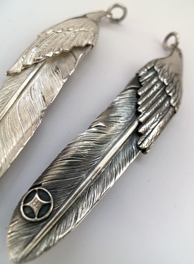 不同银匠原创纯手工鹰头羽毛吊坠