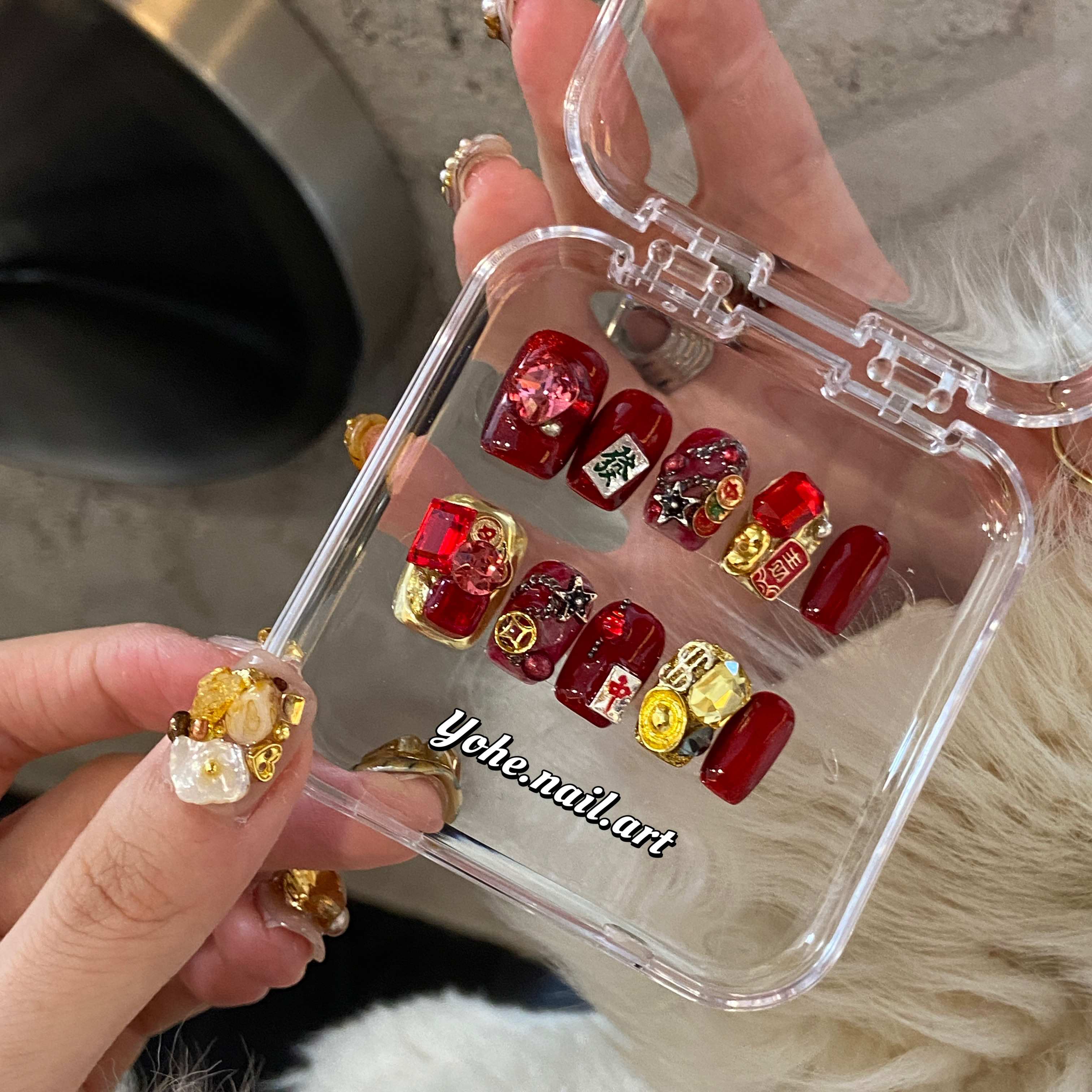 宥荷Studio 新年限定 公主请发财穿戴甲美甲定制假指甲手工短甲,淘宝优惠券,粉丝福利购,淘宝优惠卷