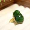 Fashion trendy Hetian jade hand ornaments with gold and jade for mother
