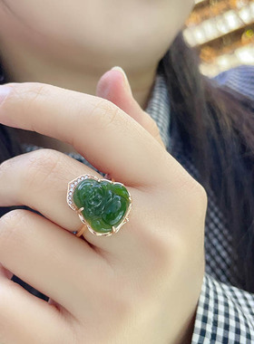 时尚潮流翡翠弥勒佛手饰妈妈老婆