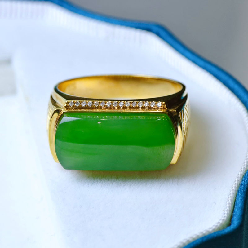 Fashion trend Hetian jade gold inlaid jade finger ring gift to leaders