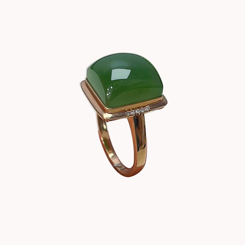 Fashion trendy Hetian jade gold inlaid hand jewelry for wife