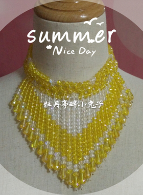 手工红色水晶水滴串珠项链