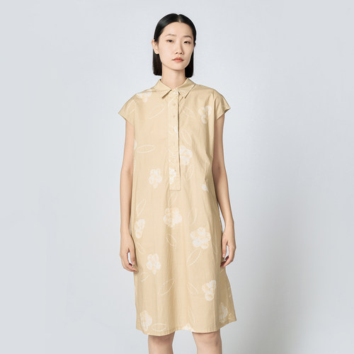 【ZOLLE因为】国风印花设计廓形显瘦小飞袖宽松连衣裙26春夏新品 - 图2