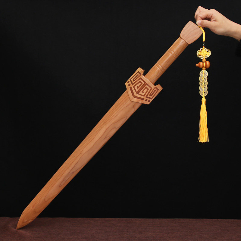 正宗一体桃木剑摆件桃木虎头剑挂件客厅装饰品宝剑无拼接整木雕刻