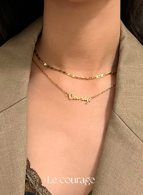 精致字母定制18K金锁骨链项链