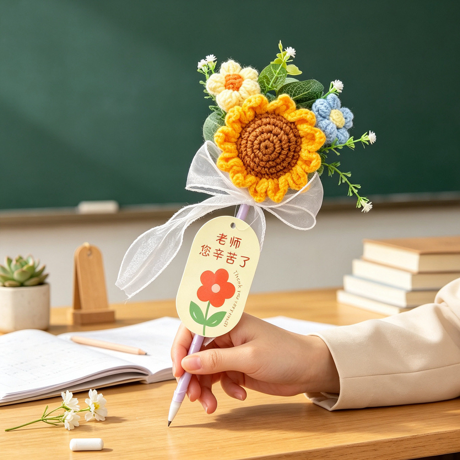 Teacher's Day gift 2026 for female teachers high-end practical sunflower pen creative stationery for kindergarten primary school students