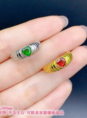 S925银精工流行戒指爱心5*5mm