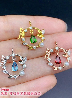 S925纯银水滴形吊坠空托时尚款