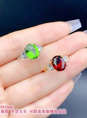 S925银气质戒指空托尺寸8*10mm