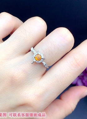 S925银精工活口戒指空托圆4*4mm