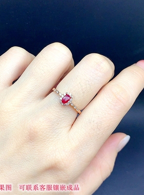 S925银镀18K金精巧戒指空托3*5mm