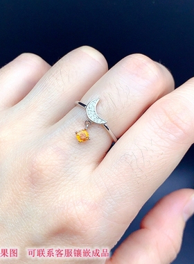 S925银独特戒指空托尺寸圆4*4mm