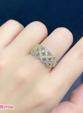 S925群镶戒指空托尺寸圆2/2.5mm