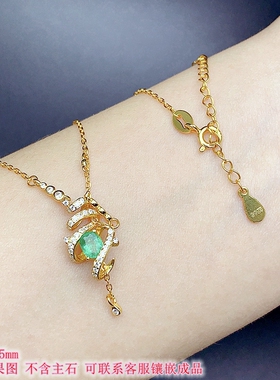 S925银锁骨链空托椭圆水滴