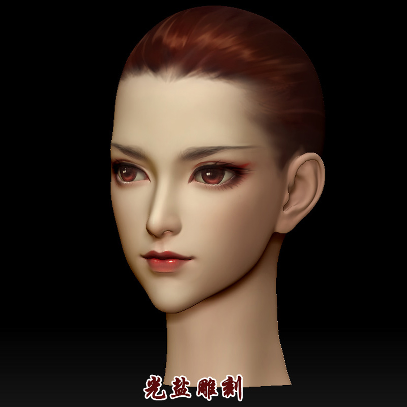 美女性光头stl面部3d头雕模型圆雕3D打印素材zbrush人体头部模型 - 图1