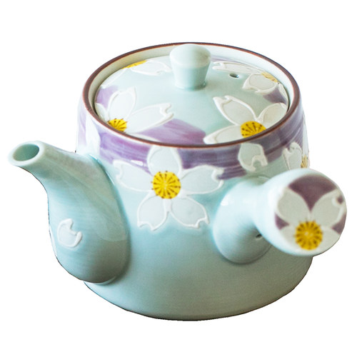日本进口有田烧手绘紫樱花茶壶急须壶茶杯日式侧把壶功夫茶具套装 - 图3