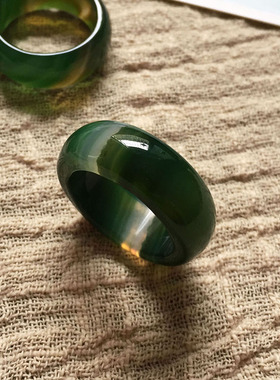 巴西草绿玛瑙男女款水晶飘花指环