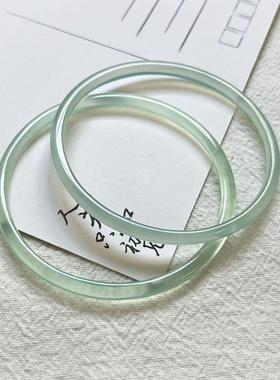 古风冰种玛瑙玉髓手镯女款闺蜜细条淡蓝色汉服配饰女生叮当镯礼物