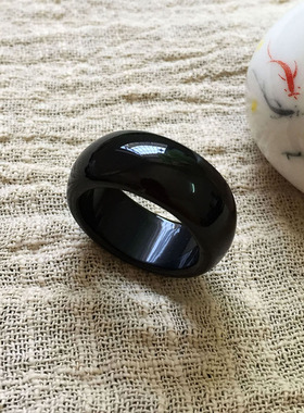 ins复古原宿暗黑风玉石食指环