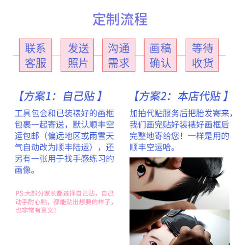 手绘婴儿纪念品diy自制作百天纪念日宝宝新生满月胎毛画礼物定制 - 图2