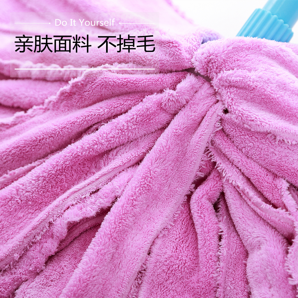 干湿两用吸水毛巾布珊瑚绒纤维拖把家用圆头墩布客厅不锈钢一拖净