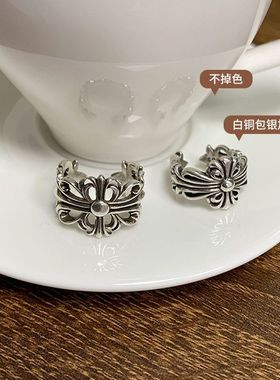 925小众不夸张朋克岚芷戒指设计感掉色 个性开口饰品嘻哈纯银戒指