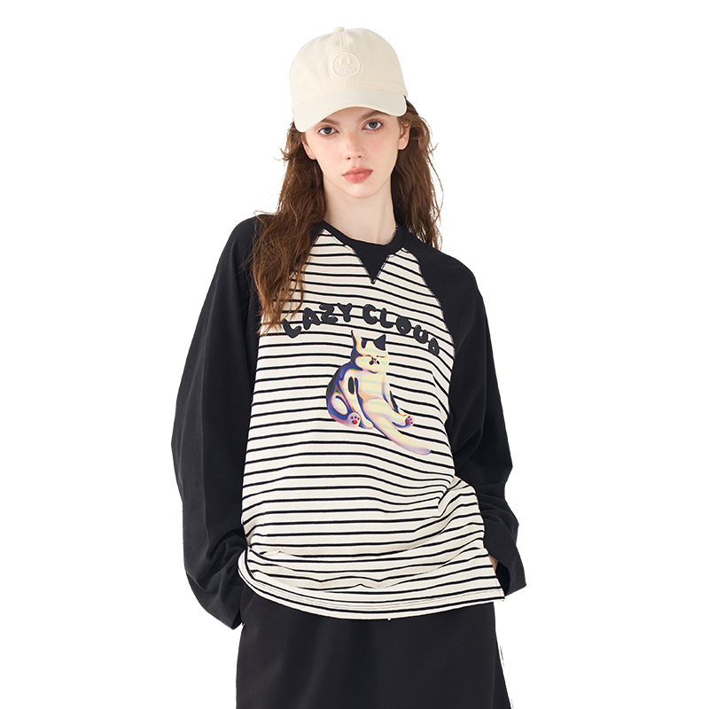 【Fuzzystyle】a02猫咪印花长袖T恤