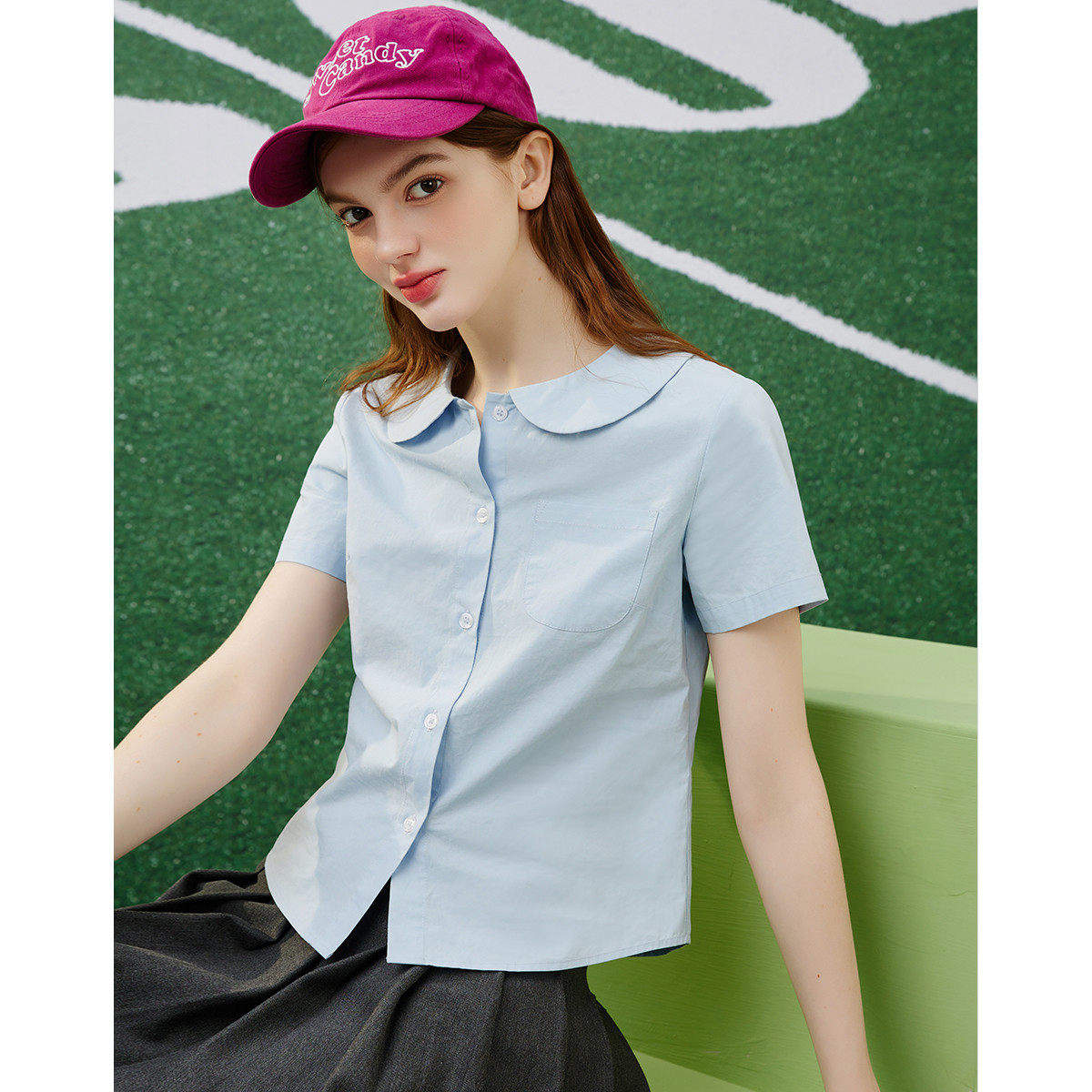 a02【纯棉】复古多巴胺娃娃领小个子女式衬衫夏季千禧风,淘宝优惠券,粉丝福利购,淘宝优惠卷