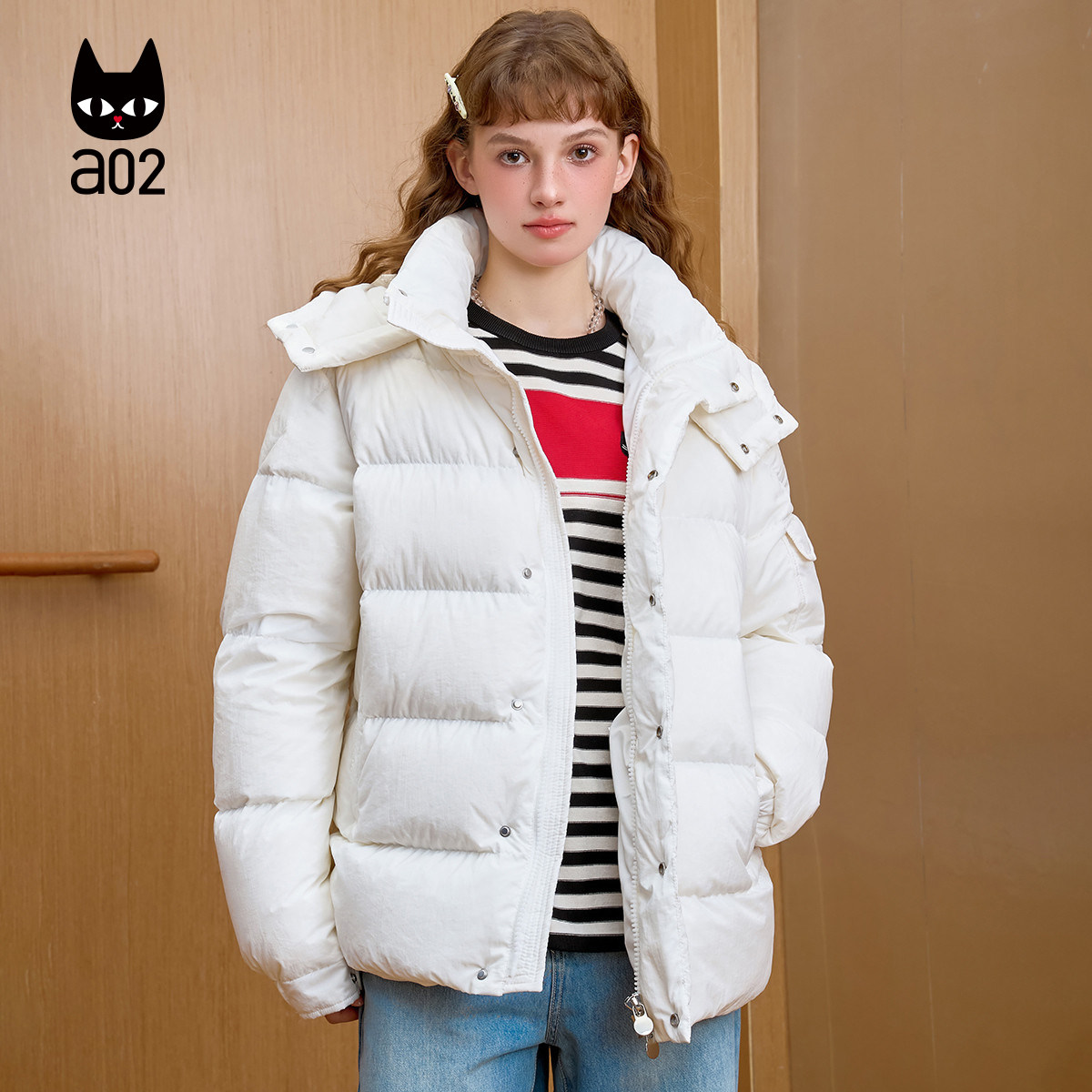 a02短款羽绒服冬季女款2025新款泡芙轻薄派克服白色连帽外套女,淘宝优惠券,粉丝福利购,淘宝优惠卷