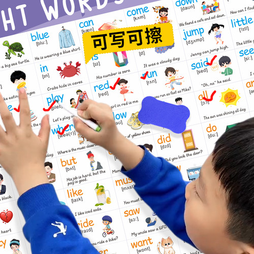 高频词墙贴挂图小学英语音标自然拼读发音规则表phonics教学神器 - 图2